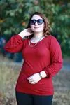 RENKTE ETEĞİ KOLU LASTİKLİ BORDO BLUZ