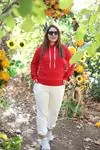 RENKTE ÇELİK KUMAŞ FİTİLLİ KIRMIZI SWEAT