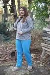RENKTE GRİ ÇİÇEKLİ ALT ÜST PİJAMA TAKIMI