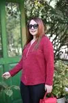 RENKTE  FERMUARLI KIRMIZI TRİKO