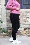 RENKTE YANI FLOK ŞERİTLİ SİYAH TOPARLAYICI TAYT