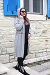 RENKTE FERMUARLI ÇİZGİ DETAYLI GRİ TUNİK&CEKET