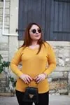 RENKTE BÜYÜK BEDEN ÖN ARKA V YAKA SARI TRİKO BLUZ