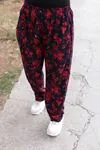 RENKTE KADİFEMSİ DOKUDA DESENLİ ESNEK PİJAMA ALTI