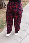RENKTE KADİFEMSİ DOKUDA DESENLİ ESNEK PİJAMA ALTI