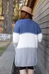 RENKTE ÜÇ RENKLİ BEL BAĞLAMALI HIRKA&CEKET