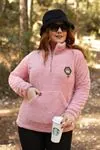 RENKTE YARIM FERMUARLI LASTİKLİ ARMALI PEMBE PELUŞ SWEAT