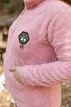 RENKTE YARIM FERMUARLI LASTİKLİ ARMALI PEMBE PELUŞ SWEAT
