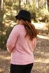 RENKTE YARIM FERMUARLI LASTİKLİ ARMALI PEMBE PELUŞ SWEAT