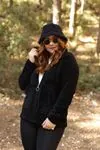 RENKTE DİK YAKA SİYAH PELUŞ SWEAT&CEKET