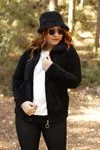 RENKTE DİK YAKA SİYAH PELUŞ SWEAT&CEKET