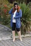 RENKTE CEPLİ KABARTMA DESENLİ MAVİ HIRKA&CEKET