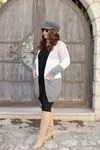 RENKTE ÜÇ RENKLİ BEL BAĞLAMALI KALIN TRİKO HIRKA&CEKET