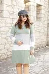 RENKTE GENİŞ ÇİZGİLİ ÜÇ RENKLİ TRİKO TUNİK&ELBİSE