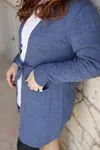 RENKTE KOL DETAYLI MAVİ TRİKO HIRKA&CEKET