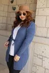 RENKTE KOL DETAYLI MAVİ TRİKO HIRKA&CEKET