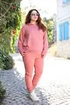 RENKTE PUDRA PEMBE GENİŞ KESİM EŞOFMAN TAKIMI