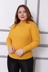 RENKTE BALIKÇI YAKA FİTİLLİ HARDAL BLUZ&BODY