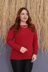 RENKTE YUVARLAK YAKA KIRMIZI BLUZ&BODY