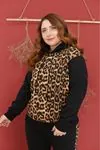 RENKTE LEOPAR VE SİYAH KOMBİNLİ ŞARDONLU TASARIM TAKIM