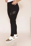 RENKTE ÖNÜ DERİ PARÇALI SİYAH ÇELİK TAYT