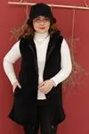 RENKTE GENİŞ KESİM SİYAH PELUŞ YELEK