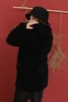 RENKTE FERMUARLI PELUŞ SİYAH CEKET&MONT