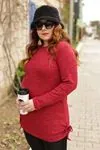 RENKTE YAN İPLİ BORDO TRİKO BLUZ