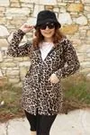 RENKTE KAPAK CEPLİ KAPŞONLU LEOPAR TUNİK CEKET