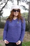 RENKTE YUSUFCUKLU LACİVERT TRİKO BLUZ