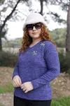 RENKTE YUSUFCUKLU LACİVERT TRİKO BLUZ