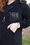 RENKTE KOL VE ETEK LASTİKLİ SİYAH POLAR CEKET&SWEAT