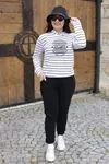 RENKTE ÇİZGİLİ SİYAH BEYAZ EŞOFMAN TAKIMI