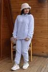 RENKTE GENİŞ KESİM AÇIK MAVİ PELUŞ TAKIM