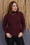 RENKTE BALIKÇI YAKA FİTİLLİ BORDO BLUZ&BODY