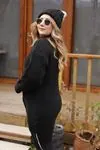 RENKTE DÜĞMELİ ÖRGÜLÜ YÜNLÜ SİYAH HIRKA&CEKET