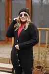 RENKTE DÜĞMELİ ÖRGÜLÜ YÜNLÜ SİYAH HIRKA&CEKET