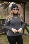 RENKTE BALIKÇI YAKA FİTİLLİ ANTRASİT BLUZ&BODY