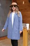RENKTE CEPLİ UZUN MAVİ CEKET&KABAN