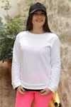 RENKTE ÇİFT GÖRÜNÜMLÜ BEYAZ SWEAT