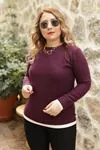 RENKTE ÇİFT GÖRÜNÜMLÜ KOYU MOR SWEAT