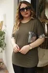 RENKTE KOL UCU VE CEBİ AYNA GARNİLİ HAKİ BLUZ
