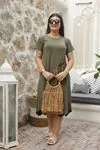 RENKTE CEPLİ ESNEK GENİŞ KESİM ELBİSE