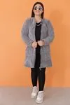 RENKTE GENİŞ KESİM GRİ PELUŞ MONT&CEKET