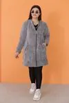 RENKTE GENİŞ KESİM GRİ PELUŞ MONT&CEKET