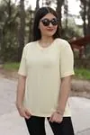 RENKTE YUVARLAK YAKA ÇİZGİLİ SARI TSHİRT