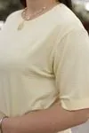 RENKTE YUVARLAK YAKA ÇİZGİLİ SARI TSHİRT
