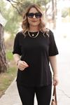 RENKTE DİRSEK KOL BASİC SİYAH TSHİRT