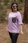 RENKTE TEK OMUZ ASKILI CEPLİ LİLA BLUZ