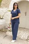 RENKTE GENİŞ KESİM LACİVERT KAŞKORSE TAKIM